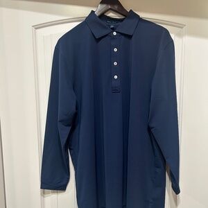 Peter Millar Solid Stretch Jersey Long Sleeve Polo, Size XL, $25, Original $108